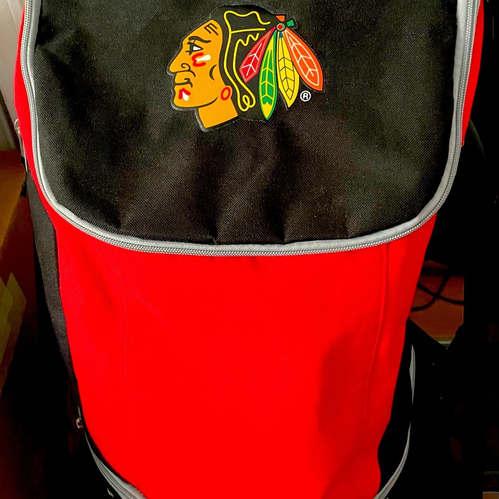 Oversized Chicago Blackhawks rare backpack.